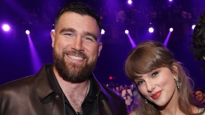 Travis Kelce and Taylor Swift attend the 2026 iHeartRadio Music Awards at Dolby Theatre on March 26, 2026 in Los Angeles.