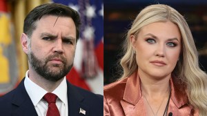 US Vice President JD Vance at the White House on April 23, 2026; Erika Kirk in New York City on Dec. 08, 2025.