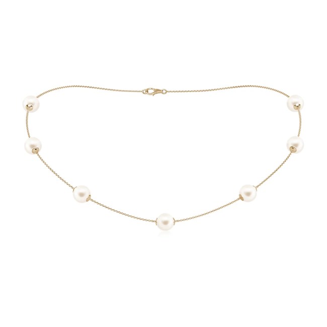 Pearl necklace on white background