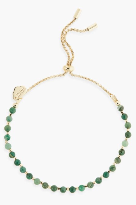 A green beaded bracelet