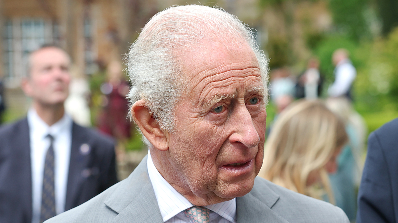 HILLSBOROUGH, NORTHERN IRELAND - MAY 20: King Charles III speaks with guests from the voluntary and charitable sectors, who have made positive impacts within their communities, during a Garden Party at Hillsborough Castle on May 20, 2026 in Hillsborough, Northern Ireland.