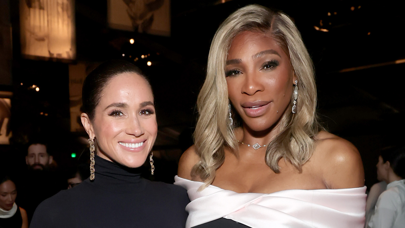 Meghan Markle and Serena Williams attend the 2025 Baby2Baby Gala Presented By Paul Mitchell at Pacific Design Center on Nov. 08, 2025 in West Hollywood.