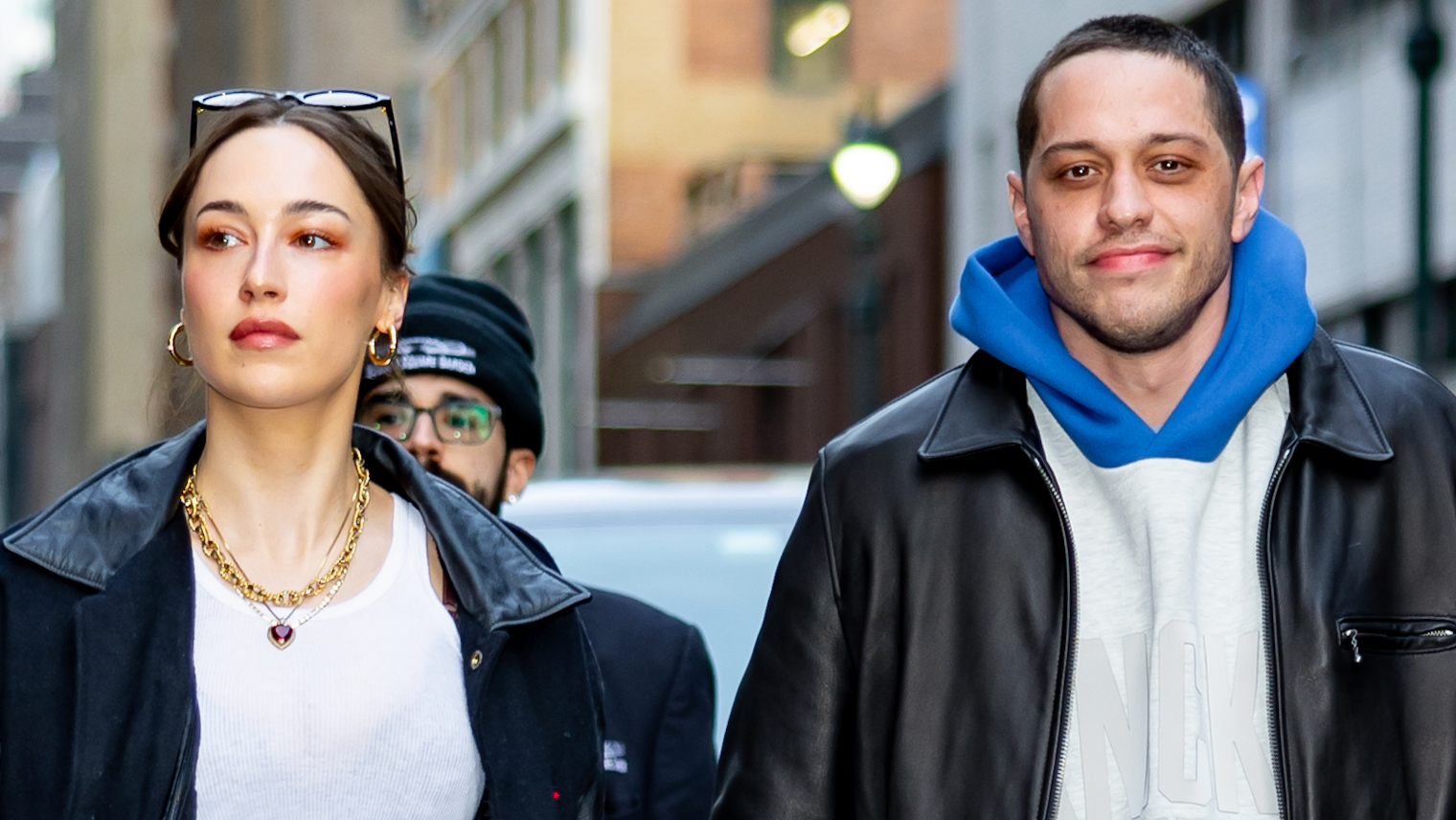 NEW YORK, NEW YORK - APRIL 06: Elsie Hewitt and Pete Davidson are seen at Madison Square Garden on April 06, 2025 in New York City.