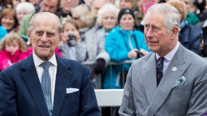 POUNDBURY, ENGLAND - OCTOBER 27:  Queen Elizabeth II and Prince Philip, Duke of Edinburgh with Prince Charles, Prince of Wales and Camilla, Duchess of Cornwall attend the unveiling of a statue of Queen Elizabeth The Queen Mother during a visit to Poundbury on October 27, 2016 in Poundbury, Dorset.
