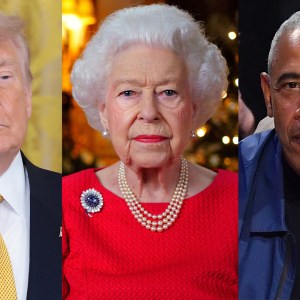 WASHINGTON, DC - MAY 06: U.S. President Donald Trump stands by during a military mothers celebration in the East Room of the White House on May 6, 2026 in Washington, DC.; WINDSOR, ENGLAND - DECEMBER 23: Queen Elizabeth II records her annual Christmas broadcast in the White Drawing Room at Windsor Castle on December 23, 2021 in Windsor, England; INGLEWOOD, CALIFORNIA - FEBRUARY 15: (L-R) Michelle and Barack Obama sit with Julius Erving while attending the 75th NBA All-Star Game at Intuit Dome on February 15, 2026 in Inglewood, California.