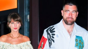 NEW YORK, NEW YORK - MAY 15: Taylor Swift and Travis Kelce seen at Zero Bond in NoHo on May 15, 2026 in New York City.