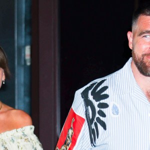 NEW YORK, NEW YORK - MAY 15: Taylor Swift and Travis Kelce seen at Zero Bond in NoHo on May 15, 2026 in New York City.